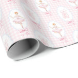 Pink Watercolor Nutcracker Christmas Wrapping Pape Paper<br><div class="desc">Hand painted adorable little nutcracker ballerina's on pink gingham Christmas wrapping paper.</div>