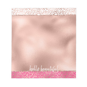 Pink Watercolor Ombre Leopard Print Personalized Notepad