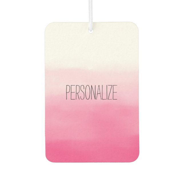 Pink Watercolor Ombre Personalised Car Air Freshener (Front)