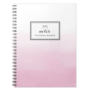 Pink Watercolor Ombre Personalised Notebook
