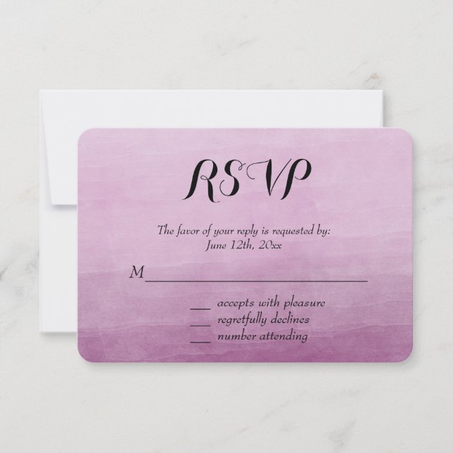 Pink Watercolor Ombre RSVP (Front)