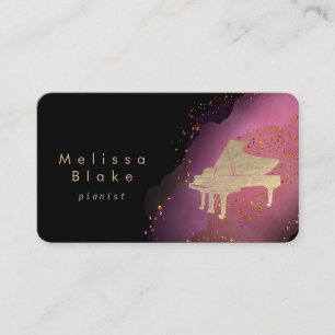 pink watercolor on black business card