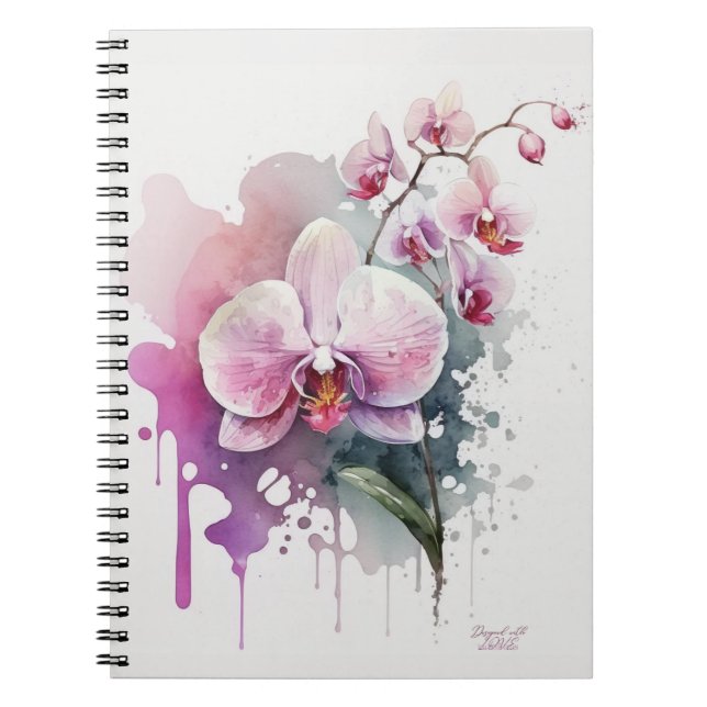 Pink Watercolor Orchid Notebook (Front)