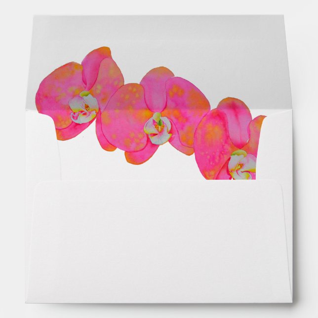 Pink watercolor Orchid painting Envelopes (Back (Bottom))