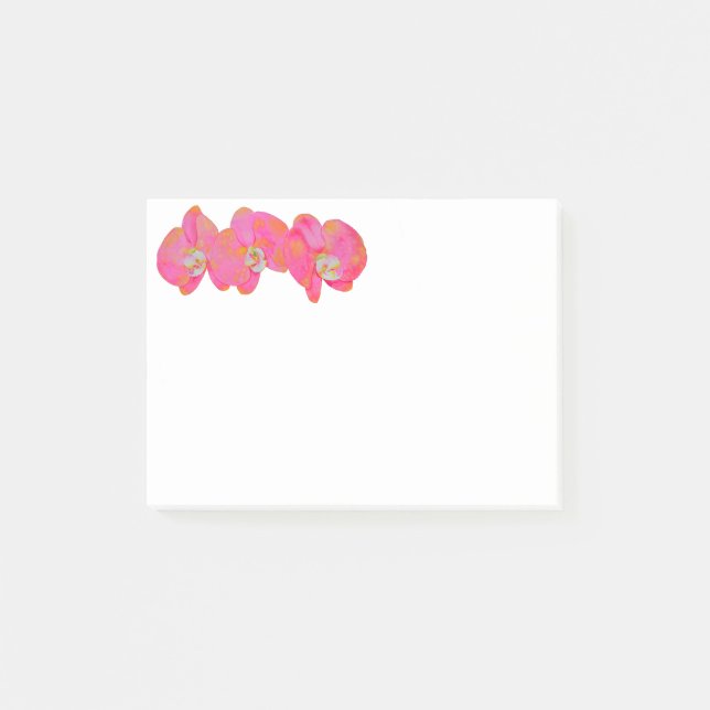 Pink watercolor Orchid painting Post-it Notes (Front)
