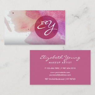 Pink Watercolor Paint Splatter Abstract Business Card