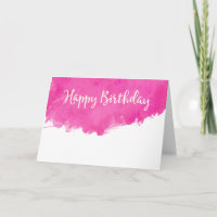 Pink Watercolor Paint Splatter Happy Birthday