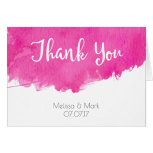 Pink Watercolor Paint Splatter Wedding Thank You