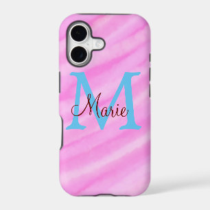 Pink watercolor pastel add title monogram letter 
