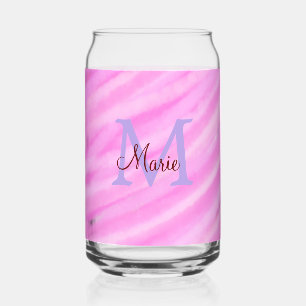 Pink watercolor pastel add title monogram letter  can glass