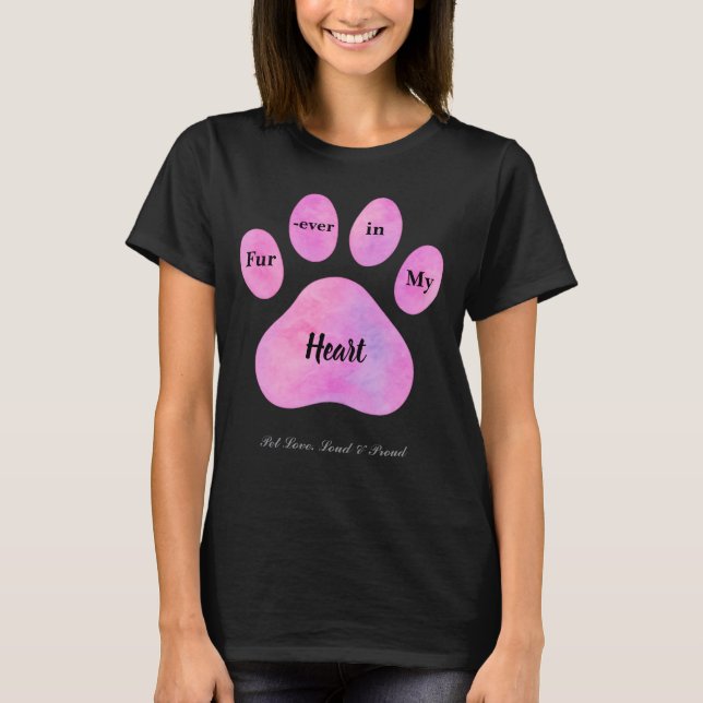 Pink Watercolor Paw Print – Cute Pet Lover T-Shirt (Front)