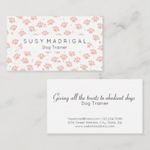 Pink Watercolor Paw Prints Pattern Business Card