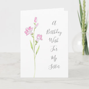 Pink Watercolor Penstemon Card