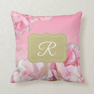Pink Watercolor Peonies Cushion