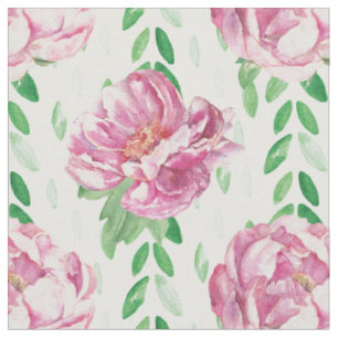 Pink Watercolor Peonies Fabric