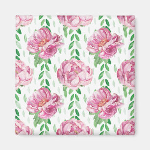 Pink Watercolor Peonies Magnet