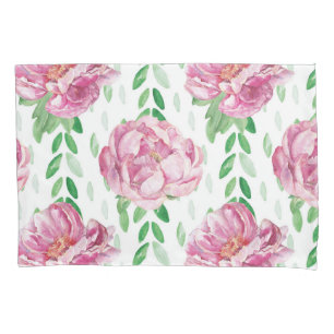 Pink  Watercolor Peonies Pillowcase