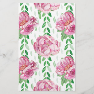 Pink  Watercolor Peonies Stationery