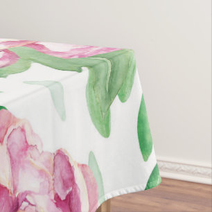 Pink  Watercolor Peonies Tablecloth