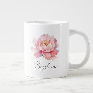 Pink Watercolor Peony Custom Mug
