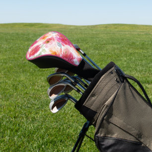 Pink Watercolor Peony Flower Pattern Golf Head Cover