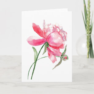 Pink Watercolor Peony Greeting Card