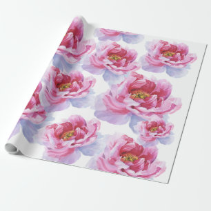 Pink Watercolor Peony Wrapping Paper