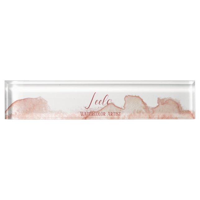 Pink Watercolor Personalised Nameplate (Front)