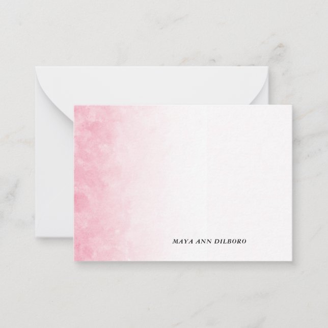 Pink Watercolor Personalised Note Cards (Front)