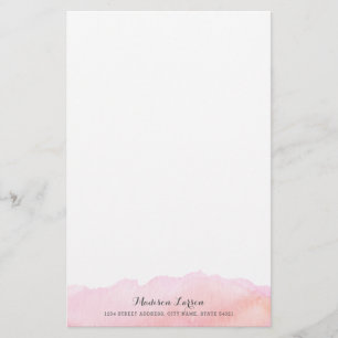 Pink Watercolor Personalised Stationery