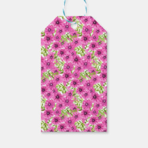 Pink watercolor petunia flower pattern gift tags