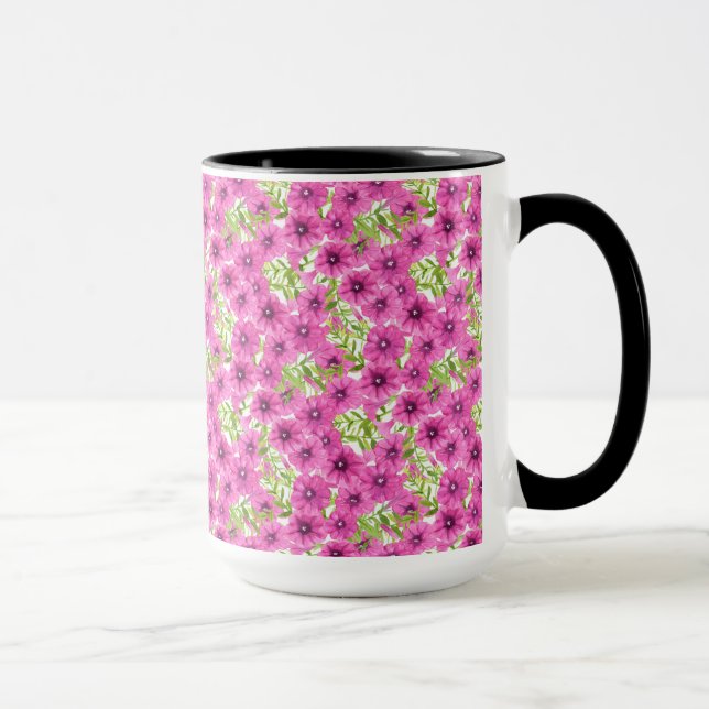 Pink watercolor petunia flower pattern mug (Right)