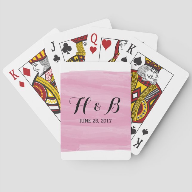 Pink Watercolor Playing Cards (Back)