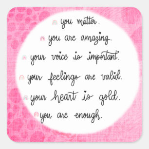 Pink Watercolor Positive Affirmations stickers