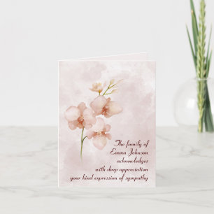 Pink Watercolor Posy Sympathy Thank You  Card