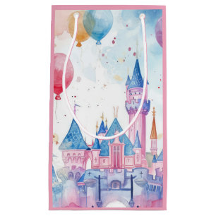Pink Watercolor Princess Castle Small Gift Bag