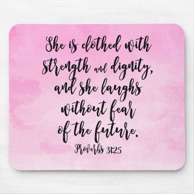Pink Watercolor Proverbs 31 Christian Womens Bible Mouse Pad (Front)