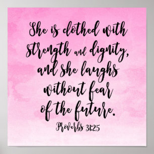 Pink Watercolor Proverbs 31 Christian Womens Bible Poster