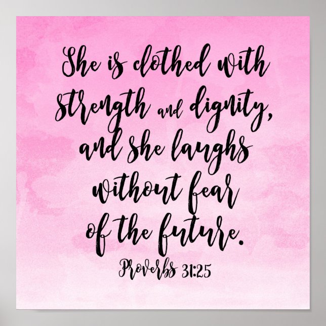 Pink Watercolor Proverbs 31 Christian Womens Bible Poster (Front)