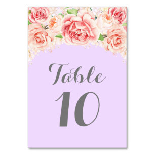 Pink Watercolor Purple Table Number Cards