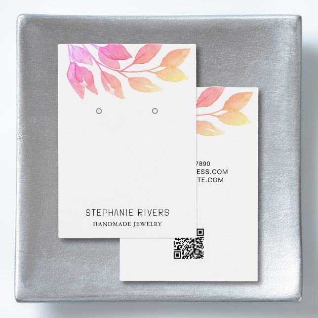 Pink Watercolor QR Code Earrings Display Card (Creator Uploaded)