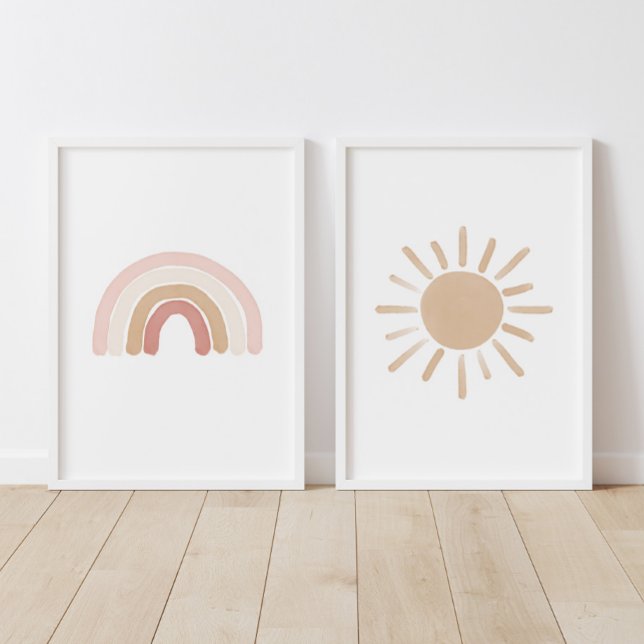 Pink Watercolor Rainbow and Sun Girl Nursery (Creator Uploaded)
