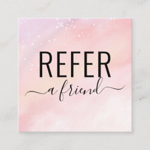Pink Watercolor Refer A Friend Referral Card