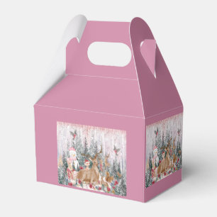 Pink Watercolor Reindeer, Snowman Merry Christmas Favour Box