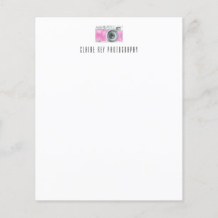 Pink Watercolor Retro Camera Photographer Logo