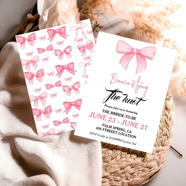 Pink Watercolor Ribbon Blush Bachelorette Party Invitation (Creator Uploaded)