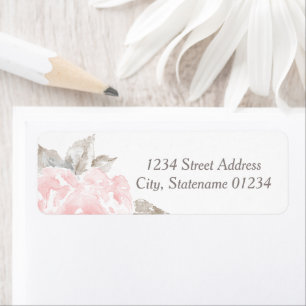 Pink Watercolor Rose Wedding Return Address Label