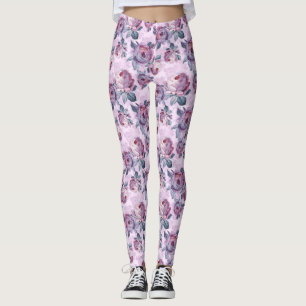 Pink Watercolor Rose Women's Leggings