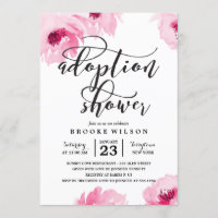 Pink Watercolor Roses Adoption Baby Shower