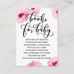 Pink Watercolor Roses Baby Shower Book Request Enclosure Card